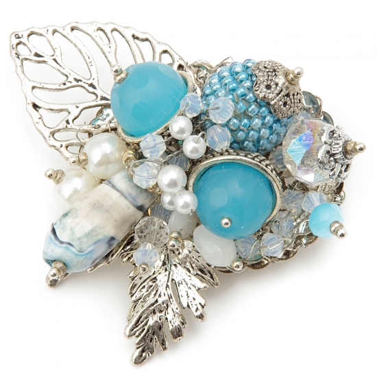 Брошь Голубой иней"