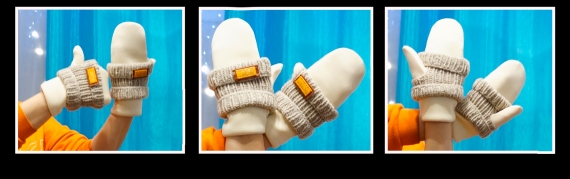 Авторские варежки из неопрена и вязаного полотна