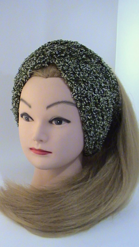 Повязка-чалма махровая, вязаная из трехцветной пряжи