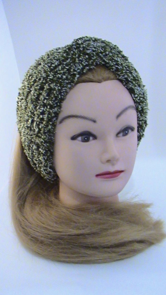 Повязка-чалма махровая, вязаная из трехцветной пряжи