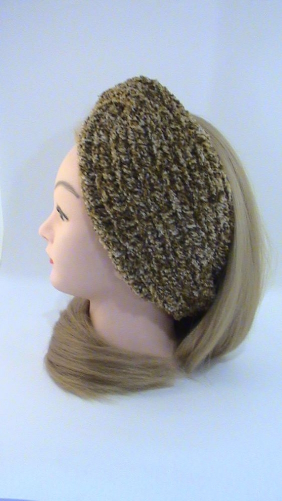 Повязка-чалма махровая, вязаная из трехцветной пряжи