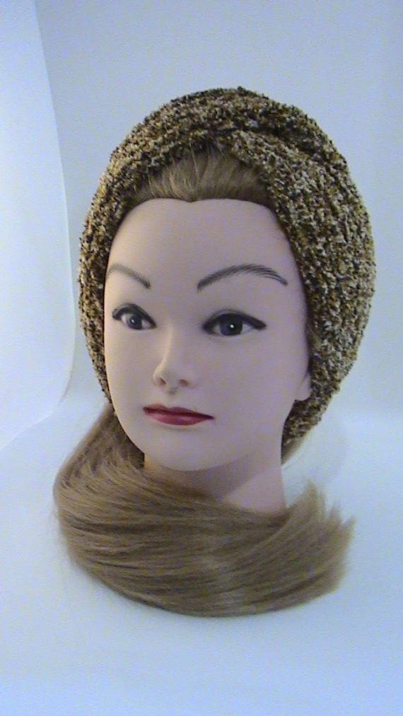 Повязка-чалма махровая, вязаная из трехцветной пряжи