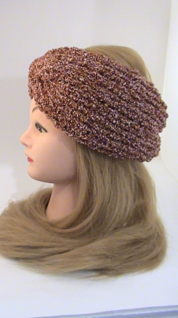 Повязка-чалма махровая, вязаная из трехцветной пряжи