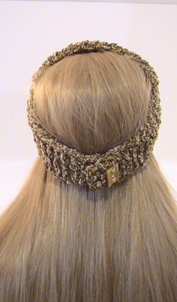 Повязка махровая вязаная бежевая