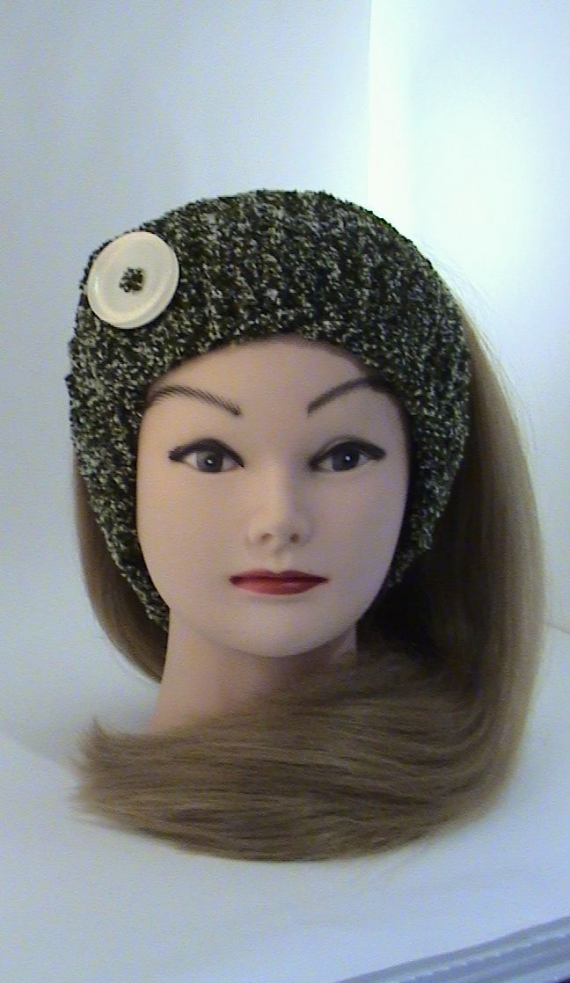 Повязка махровая с пуговицей вязаная