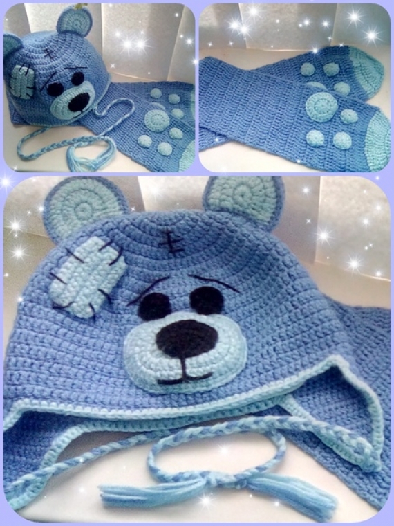 Шапка+ шарф Мишка Тедди( комплект)