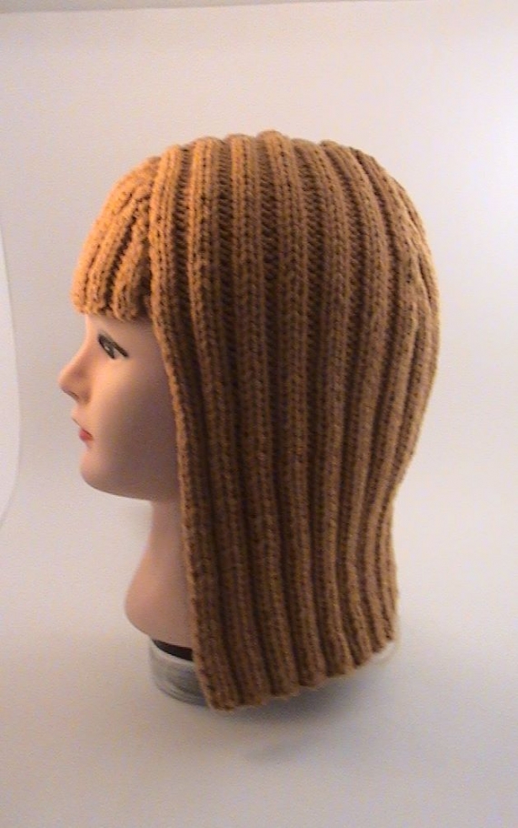 Шапка-паричок Каре рыженький, вязаный крупной вязкой