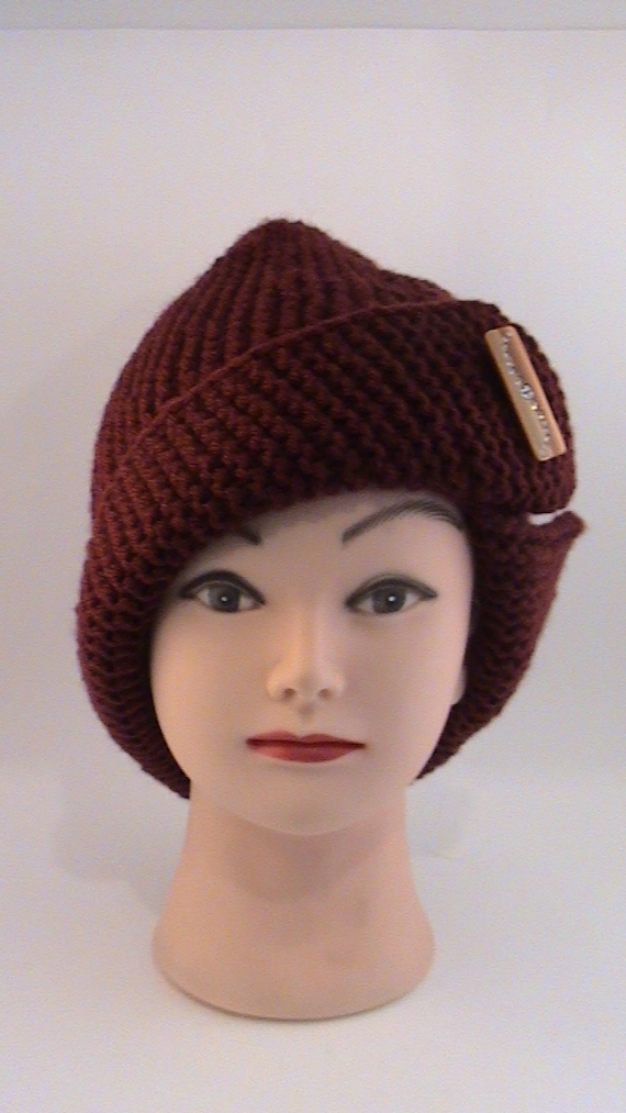 Шапка Робин-бордо вязаная полушерстяная крупная вязка