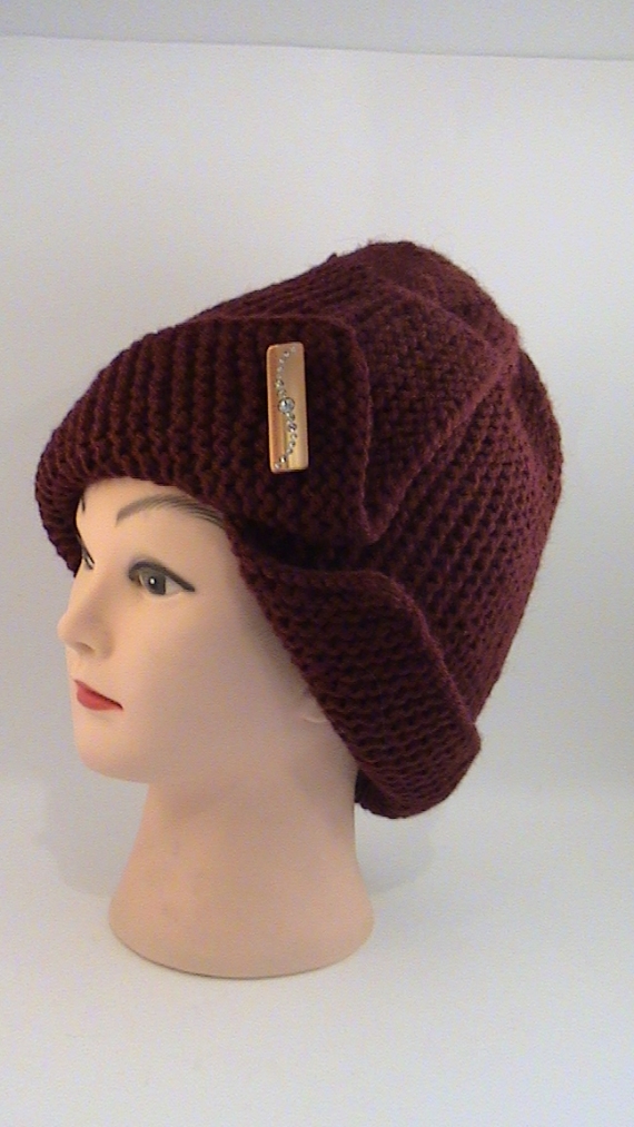 Шапка Робин-бордо вязаная полушерстяная крупная вязка