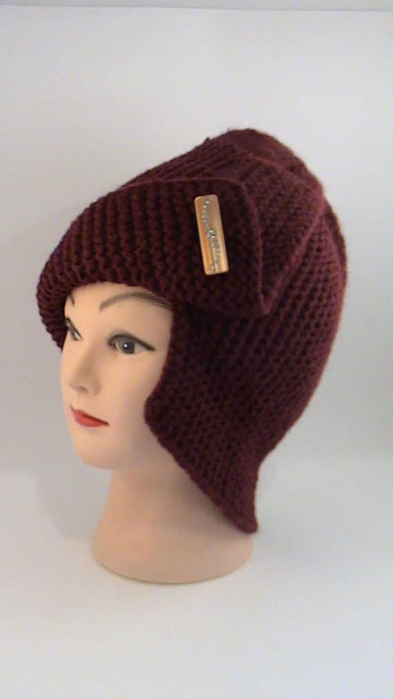 Шапка Робин-бордо вязаная полушерстяная крупная вязка
