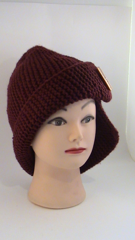 Шапка Робин-бордо вязаная полушерстяная крупная вязка