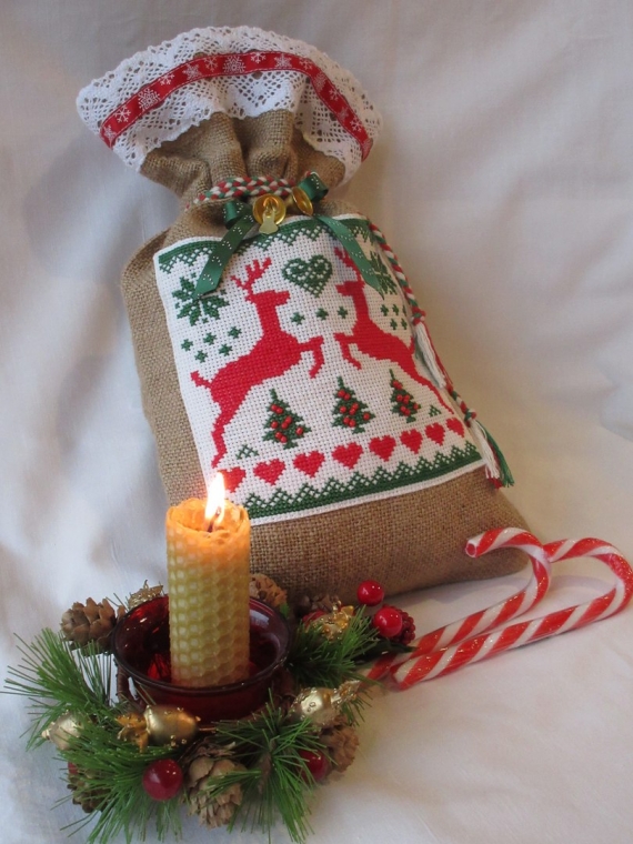 Новогодний мешок из мешковины