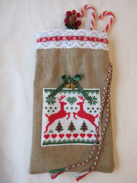 Новогодний мешок из мешковины