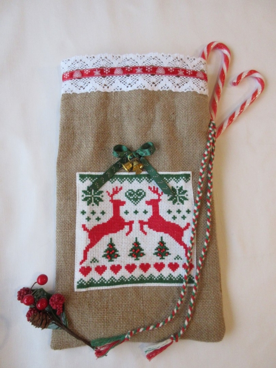 Новогодний мешок из мешковины
