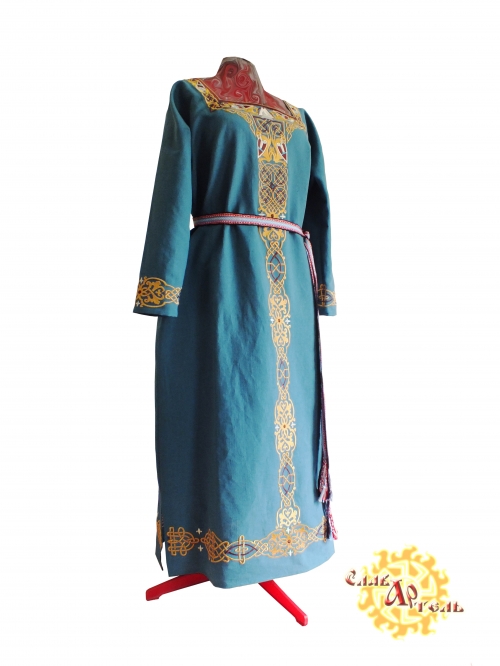 Льняное платье Варвара Краса бирюзовое