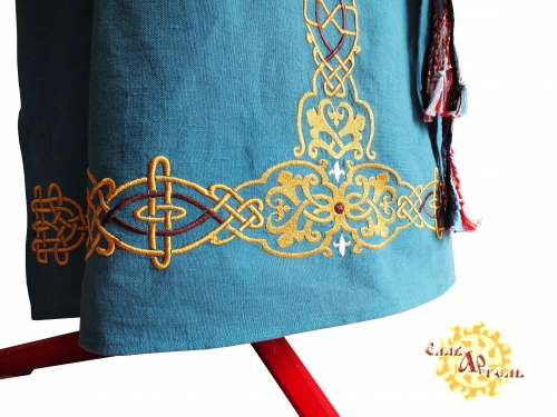 Льняное платье Варвара Краса бирюзовое