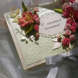 Открытка-коробочка "С крещением малыша!"