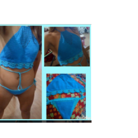 комплект крючком (кроп-топ, трусы)