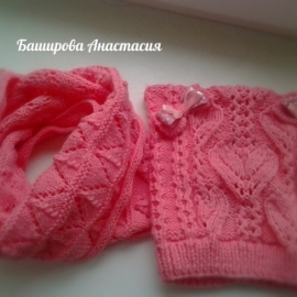 комплект шапка с ушками и снуд