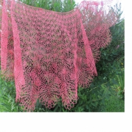 Шаль вязаная из льна Лунные цветы