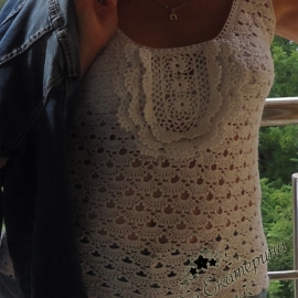 Ажурный вязаный крючком топ, майка