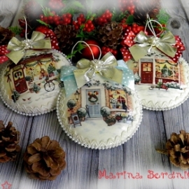 "Рождественский городок" - новогодние подвески