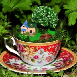 Интерьерная композиция в чашке  "Милый дом"