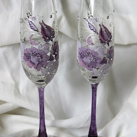 Фужеры" Фиолетовые розы"