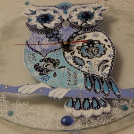 ЧАСЫ  Сова " Гжелька"