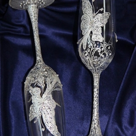 Фужеры" Бабочка в серебре"