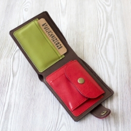 Кошелек из натуральной кожи "Мятный шоколад"