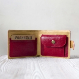 Красный женский кошелек, портмоне из натуральной кожи "Сочная малина"