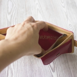 Красный женский кошелек, портмоне из натуральной кожи "Сочная малина"