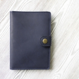 Кожаное портмоне, для паспорта, карт, банкнот и мелочи "Индиго"
