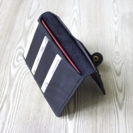 Кожаное портмоне, для паспорта, карт, банкнот и мелочи "Индиго"