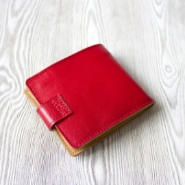 Красный женский кошелек, портмоне из натуральной кожи "Тропикана"