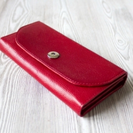 Красное женское портмоне из натуральной кожи "Фруктовая карамель"