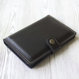 Черное мужское портмоне, для паспорта, карт, банкнот и мелочи "Вояж"