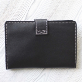 Черное мужское портмоне, для паспорта, карт, банкнот и мелочи "Вояж"