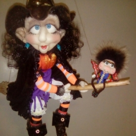 "Ведьмочка на метле"натуральные.ткани