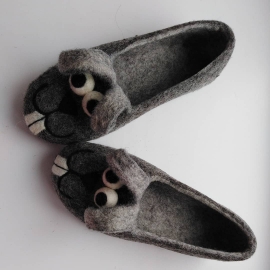 Валяные тапочки "Зайчики"