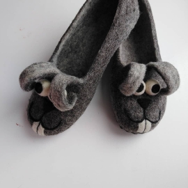 Валяные тапочки "Зайчики"