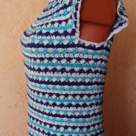 топ крючком летний "раз полосочка, два полосочка"