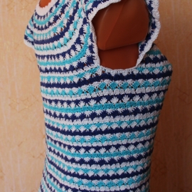 топ крючком летний "раз полосочка, два полосочка"