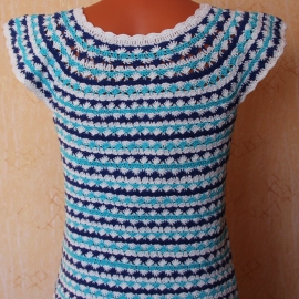 топ крючком летний "раз полосочка, два полосочка"