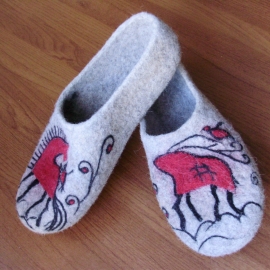 Тапочки "Мезенские мотивы" валяные