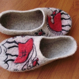 Тапочки "Мезенские мотивы" валяные