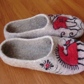 Тапочки "Мезенские мотивы" валяные