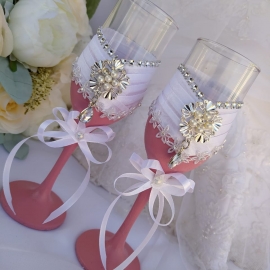 Свадебные бокалы "Пудровый розовый"