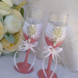 Свадебные бокалы "Пудровый розовый"